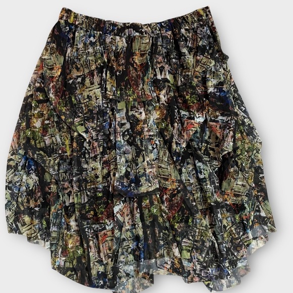 KOZAN Lagenlook Tiered Midi Skirt‎ Women Plus Size 2X Black Multicolor Lined - Picture 2 of 8